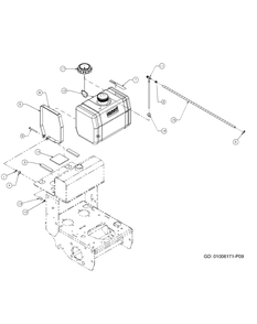 Standard Tank Assembly Diagram and Parts List for H1952 55AI4HPD750-WAM Cub Cadet Lawn Mower